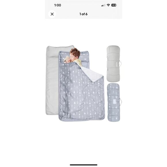 Biloban Toddler Nap Mat with Removable Pillow Arrowhead Gray New - Picture 4 of 4